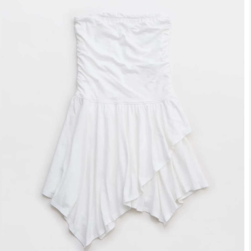 NWT Aerie Strapless Handkerchief Mini Dress Sz XS White